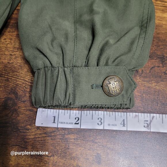 Vtg Gallery Hooded Duster Parka Jacket L Removable Hood Olive Classic 90's - Picture 15 of 16